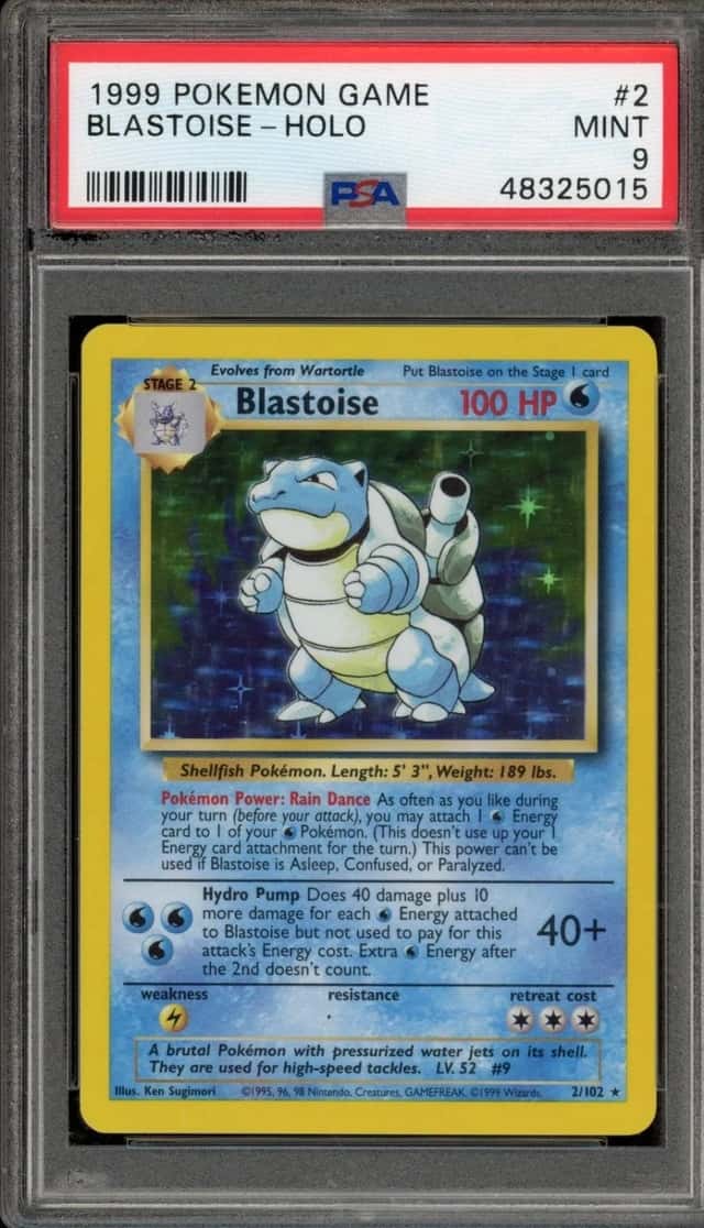 Pokemon Blastoise Holo Base Set Unlimited 2/102 PSA 9 Mint
