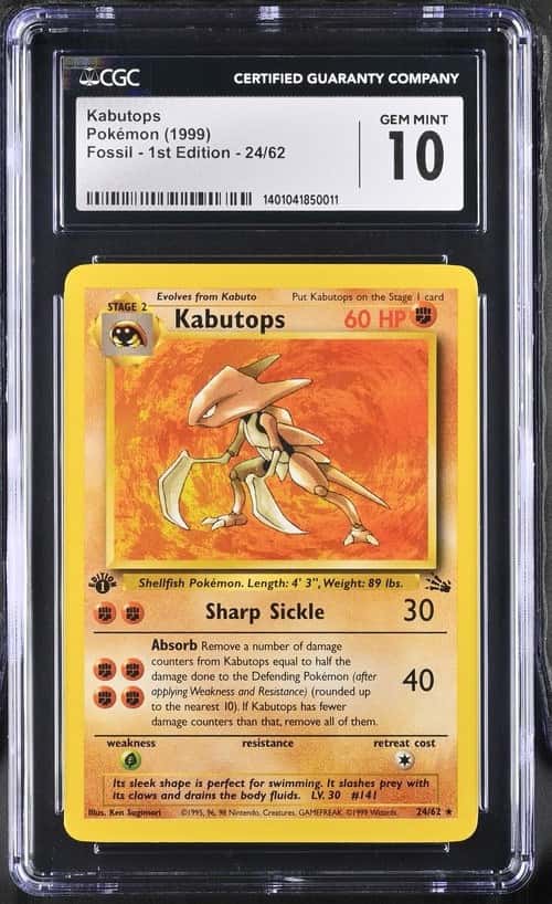 Pokemon Kabutops Fossil 1st Edition 24/62 CGC 10 Gem Mint