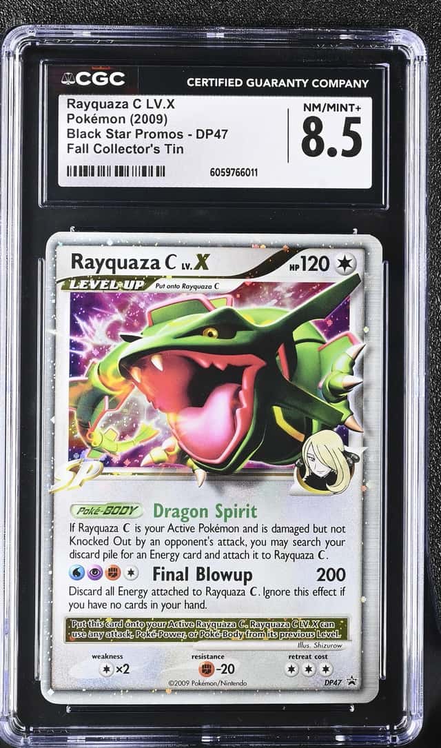 Pokemon Rayquaza C LV.X Black Star Promos DP47 Fall Collector's Tin CGC 8.5