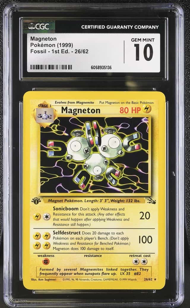 Pokemon Magneton Fossil 1st Edition 26/62 CGC 10 Gem Mint