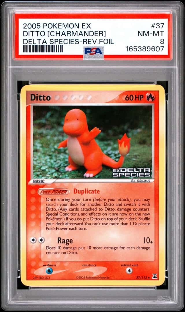 Pokemon Ditto [Charmander] Reverse Holo EX Delta Species 37/113 PSA 8