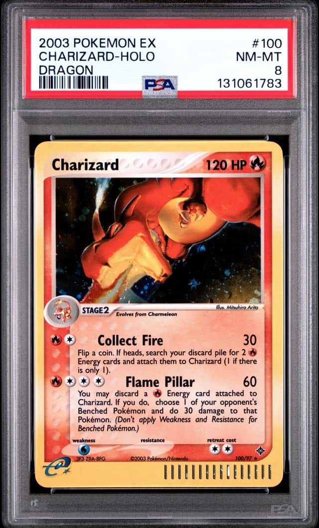 PSA 8 - 2003 CHARIZARD #100/97 HOLO EX DRAGON SECRET RARE POKEMON