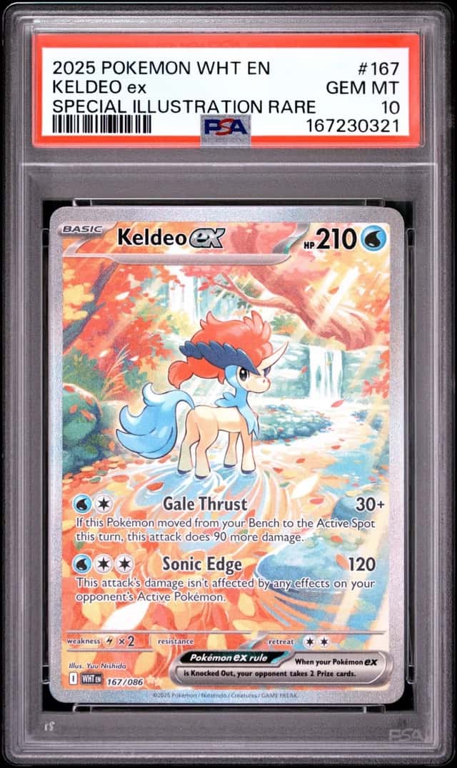 2025 POKEMON WHT EN-WHITE FLARE SPECIAL ILLUSTRATION RARE #167 KELDEO EX PSA 10