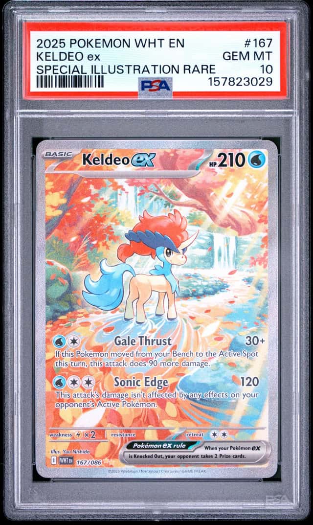2025 POKEMON WHT EN-WHITE FLARE SPECIAL ILLUSTRATION RARE #167 KELDEO EX PSA 10