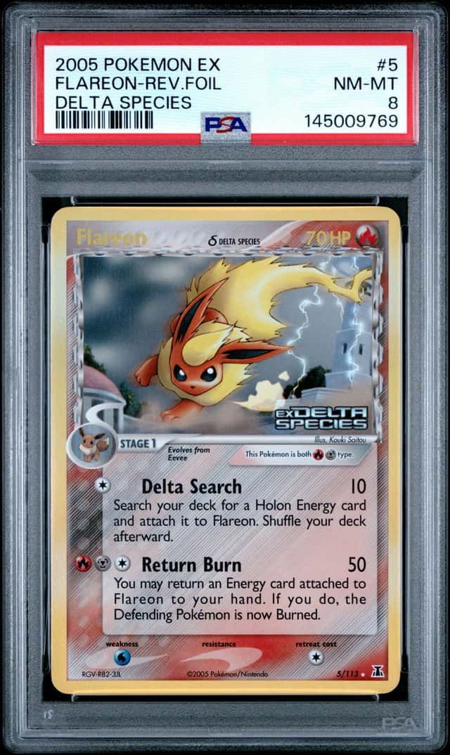 Pokemon Flareon 5/113 Holo EX Delta Species 2005 PSA 8