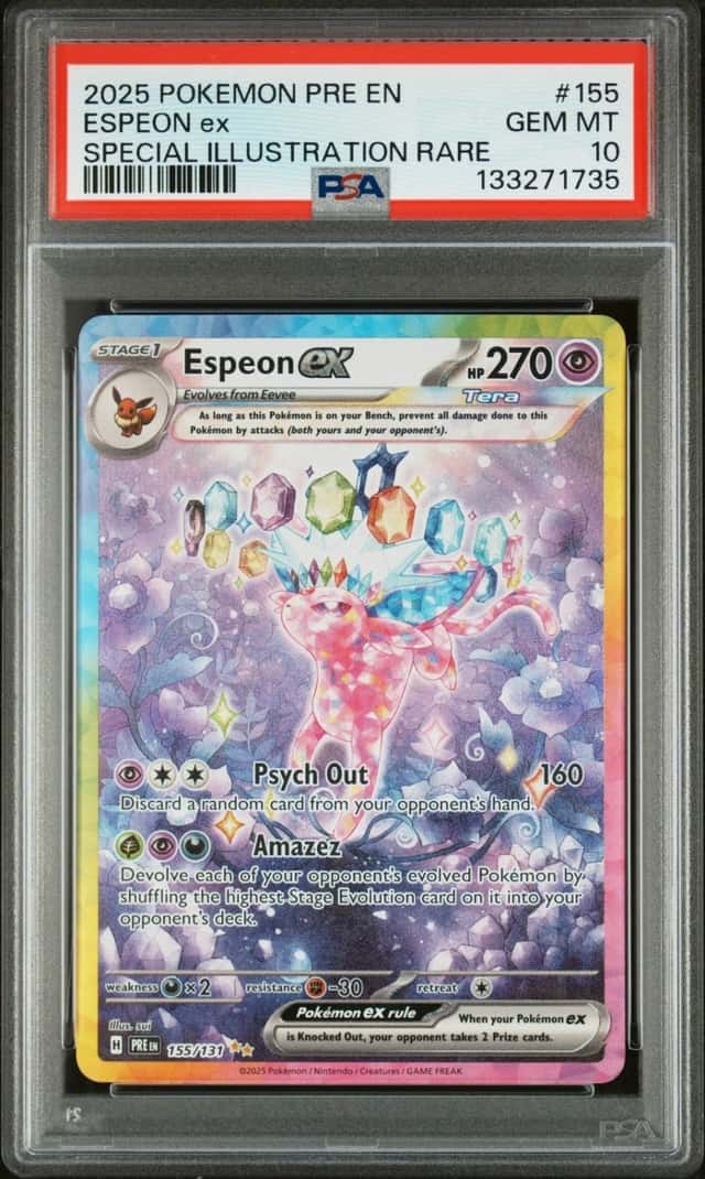 2025 POKEMON PRISMATIC EVOLUTIONS SPECIAL ILLUSTRATION RARE ESPEON EX PSA 10