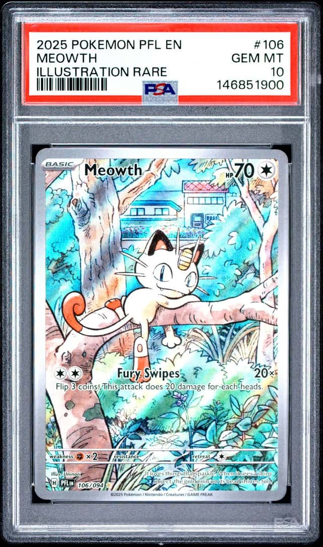 2025 Pokemon Phantasmal Flames Meowth Illustration Rare #106/094 PSA 10 GEM MINT