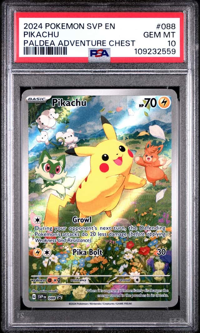Pokemon Svp EN-SV Black Star Promo #088 Pikachu Paldea Adventure Chest PSA 10