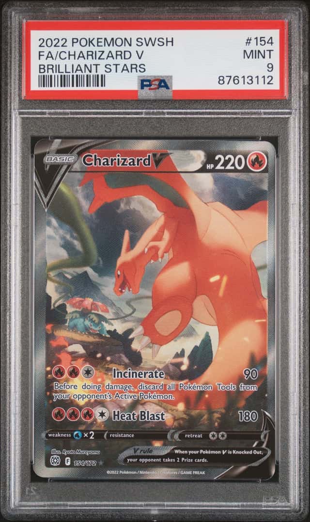 PSA 9 Charizard V 154/172 Brilliant Stars  Alternate Art Pokemon Ultra Rare MINT