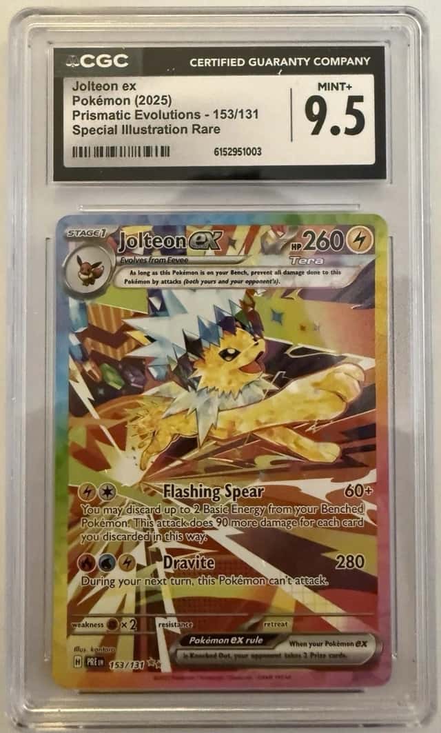 CGC 9.5 Jolteon ex 153/131 Sv: Prismatic Evolutions 2025 SIR Holo English