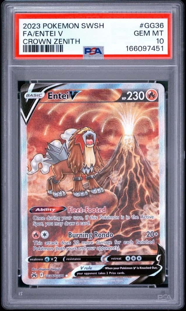 2023 Pokemon Sword And Shield Crown Zenith Entei V #GG36 Crown Zenith Fa PSA 10