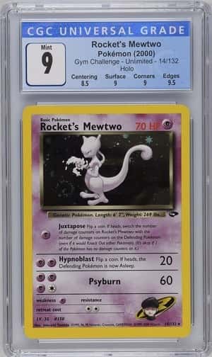 CGC 9 Rocket's Mewtwo Holo Rare Unlimited Gym Challenge 14/132 (2000) 70HP