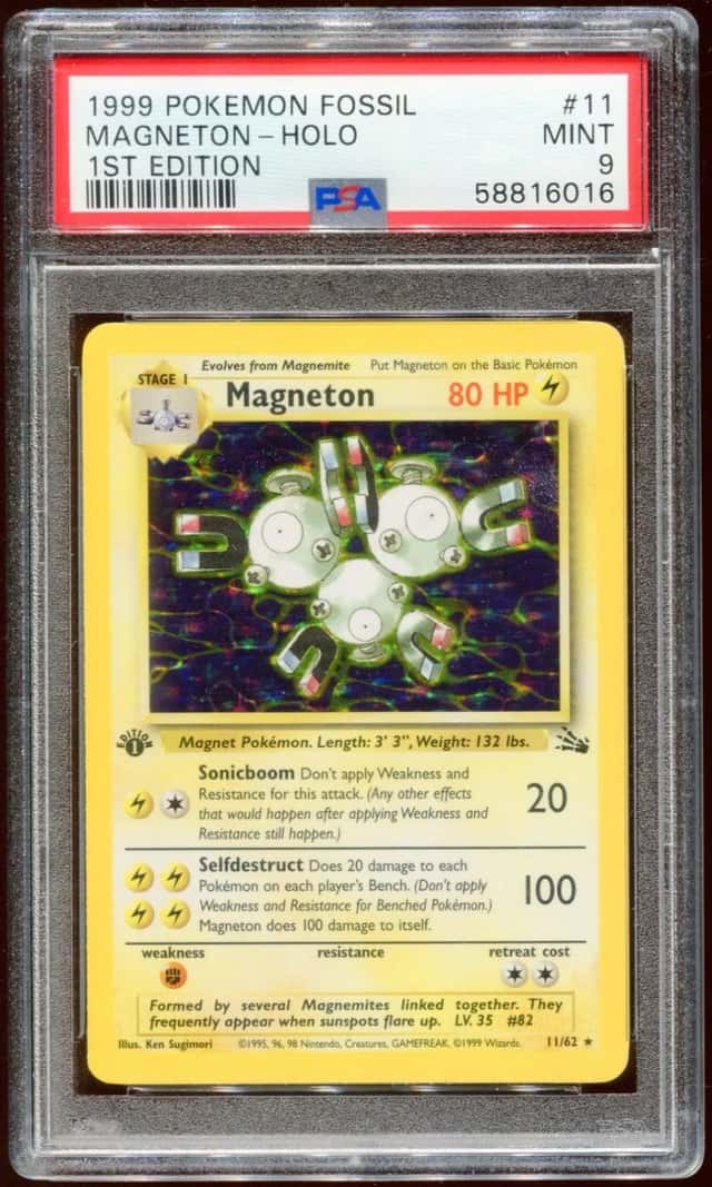 1999 WOTC POKEMON FOSSIL MAGNETON #11/62 1ST EDITION HOLO PSA 9