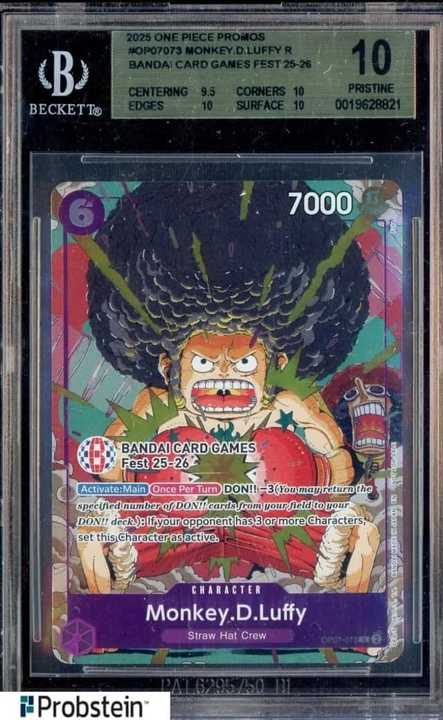 2025 One Piece Promo Bandai Games Fest Afro Monkey D. Luffy #OP07073 BGS 10