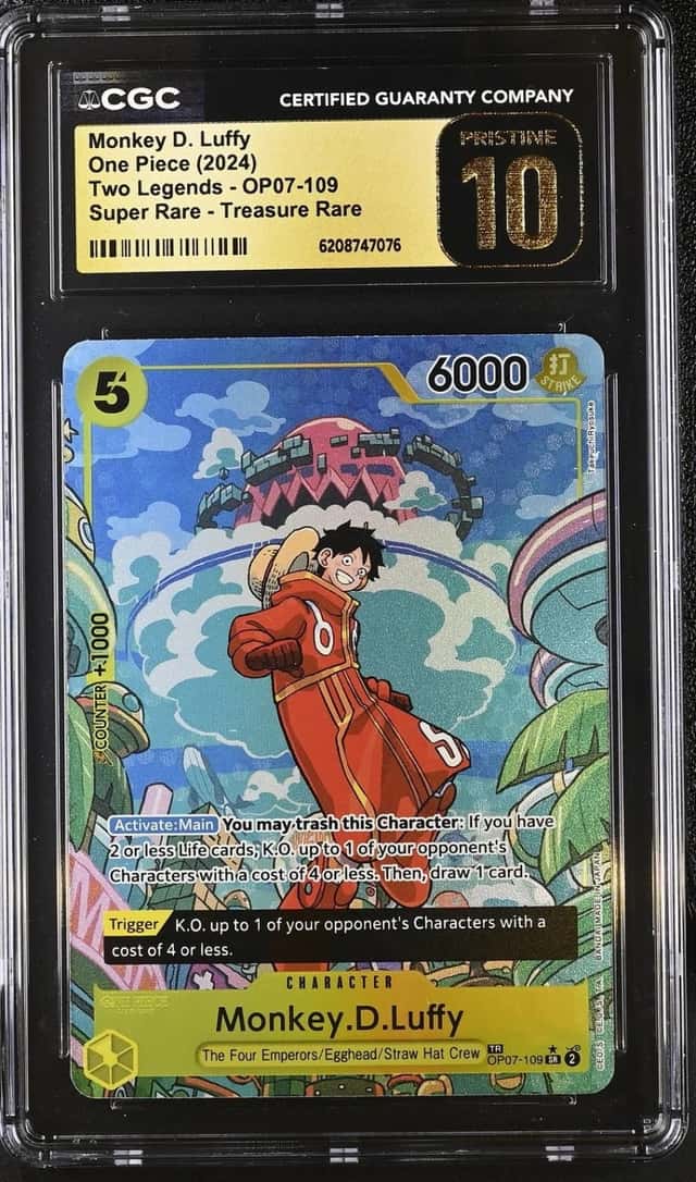 One Piece Monkey D. Luffy Two Legends OP07-109 Treasure Rare CGC 10 Pristine