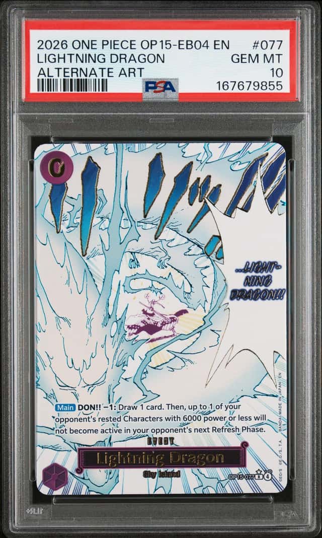 2026 One Piece Adventure Kami's Island Lightning Dragon Alt Art #OP15-077 PSA 10