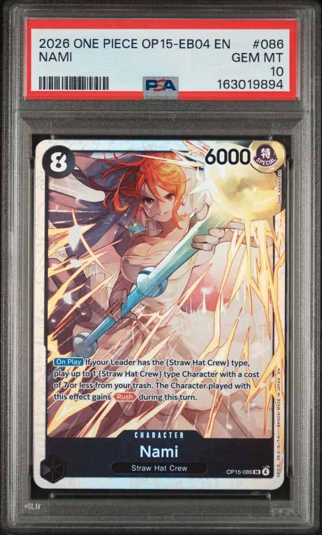 2026 ONE PIECE OP15-EB04-ADVENTURE ON KAMI'S ISLAND #086 NAMI PSA 10