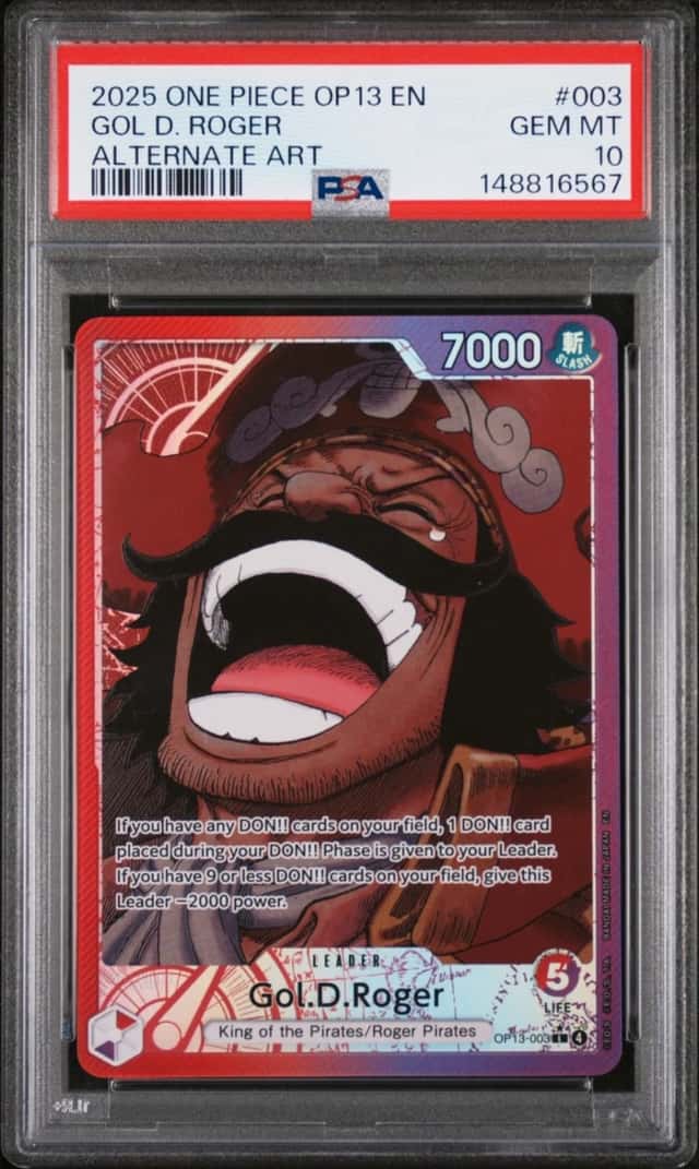 2025 ONE PIECE OP13-CARRYING ON HIS WILL ALTERNATE ART #003 GOL D. ROGER PSA 10