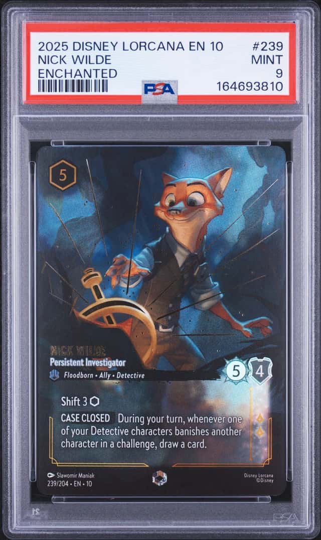 2025 Disney Lorcana Nick Wilde Persistent Investigator Enchanted #239 PSA 9 (10)