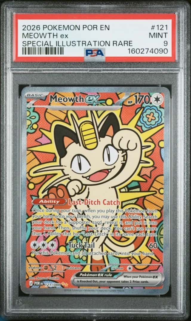 2026 POKEMON MEOWTH ex SPECIAL ILLUSTRATION RARE PERFECT ORDER #121 PSA 9