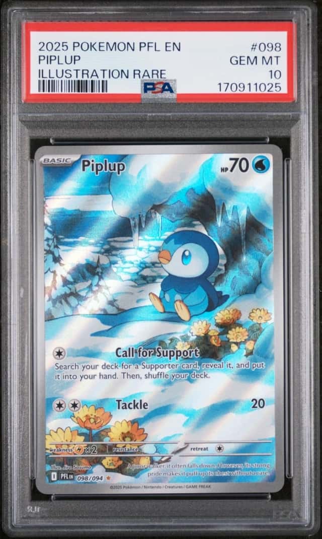 2025 POKEMON PFL EN-PHANTASMAL FLAMES ILLUSTRATION RARE #098 PIPLUP PSA 10