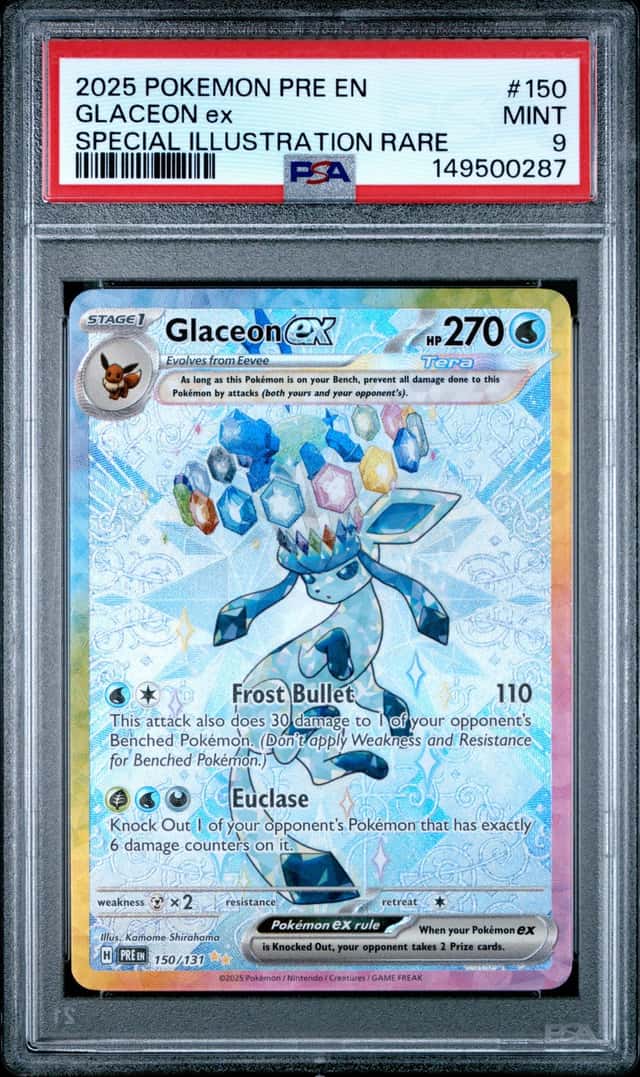 POKEMON GLACEON ex 2025 PRE EN-PRISM EVOL #150 SP ILLUS RARE PSA 9