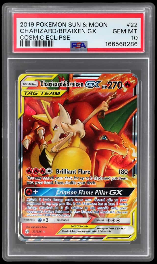 2019 Pokemon Sun and Moon Cosmic Eclipse Braixen Gx/Charizard #22