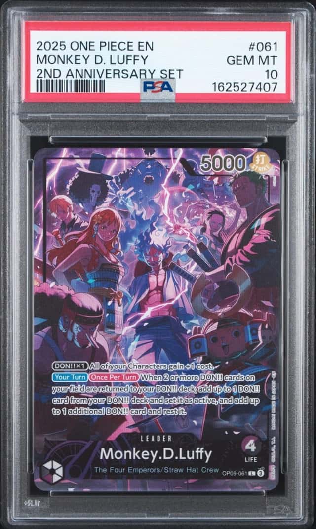 One Piece Monkey D. Luffy English 2nd Anniversary OP09-061 PSA 10 Gem Mint