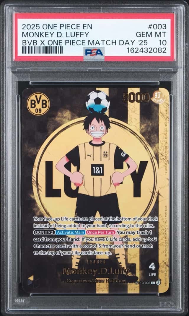 One Piece Monkey D. Luffy Promo ST13-003 Bvb X One Piece Match Day 2025 PSA 10