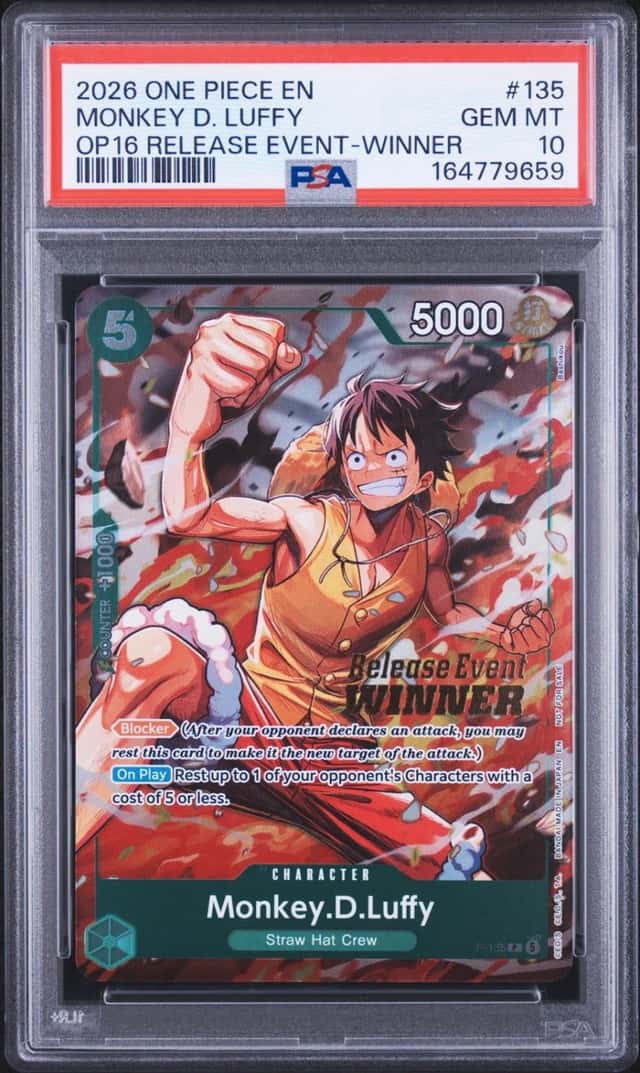 One Piece Monkey D. Luffy Promo P-135 Time Of Battle Release Event Winner PSA 10