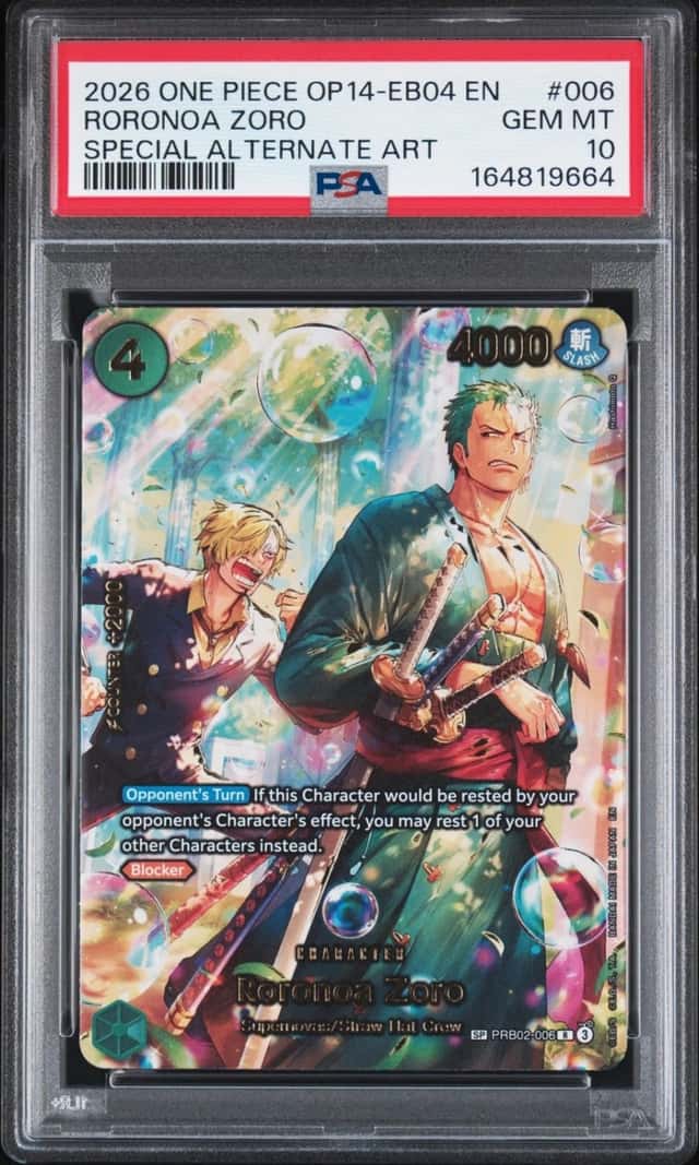 One Piece Roronoa Zoro Op14-Eb04-006 Special Alternate Art PSA 10 Gem Mint