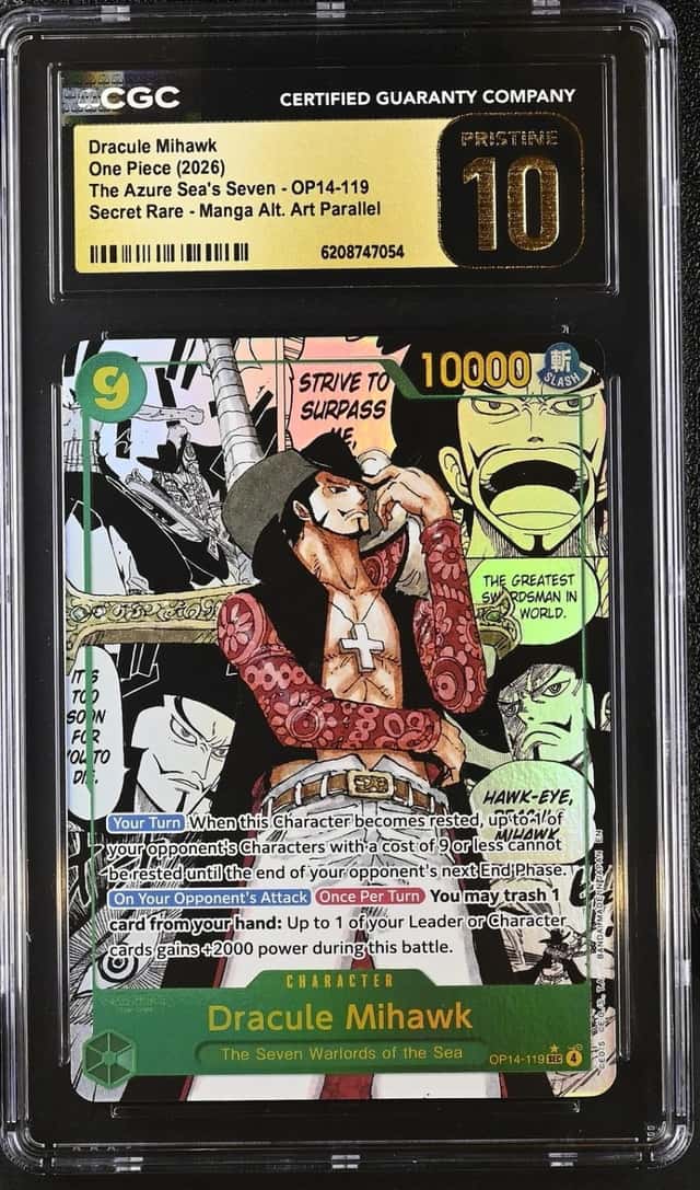One Piece Dracule Mihawk OP14-119 Manga Alt. Art CGC 10 Pristine
