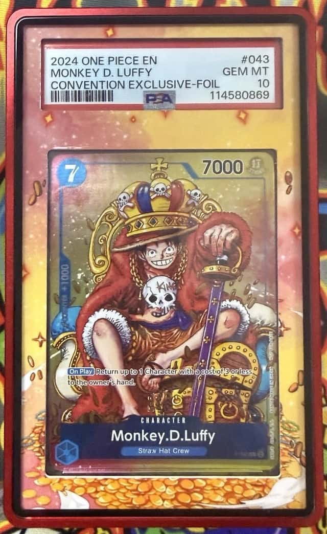 2024 One Piece EN Convention Exclusive FOIL Monkey D Luffy 043 PSA 10 W/ Case!