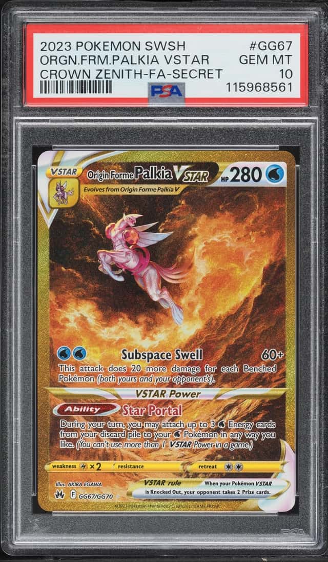 2023 Pokemon Sword & Shield Crown Zenith Gold Rare Origin Forme Palkia VSTAR #GG67 PSA 10 GEM