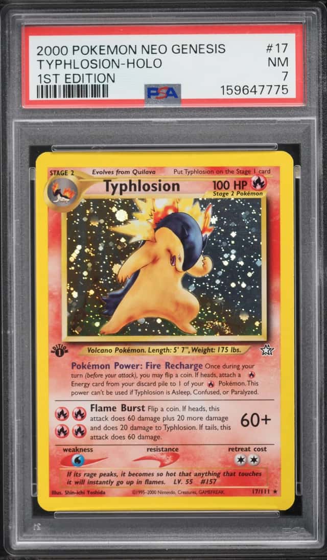 2000 Pokemon Neo Genesis 1st Edition Holo Typhlosion #17 PSA 7 NRMT