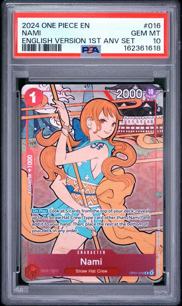 One Piece Nami English Version 1st Anniversary Set OP01-016 PSA 10 Gem Mint