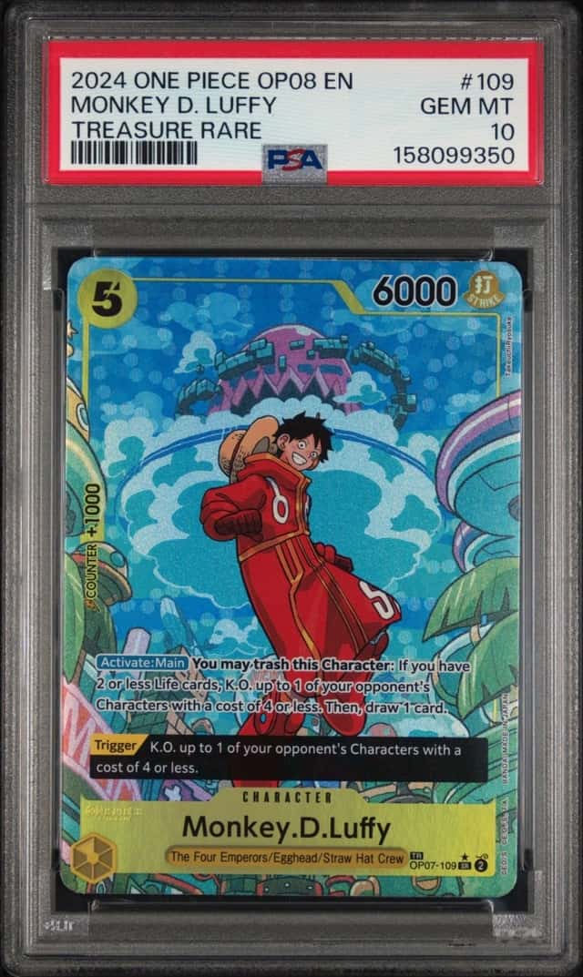2024 ONE PIECE OP08-TWO LEGENDS TREASURE RARE #109 MONKEY D. LUFFY PSA 10