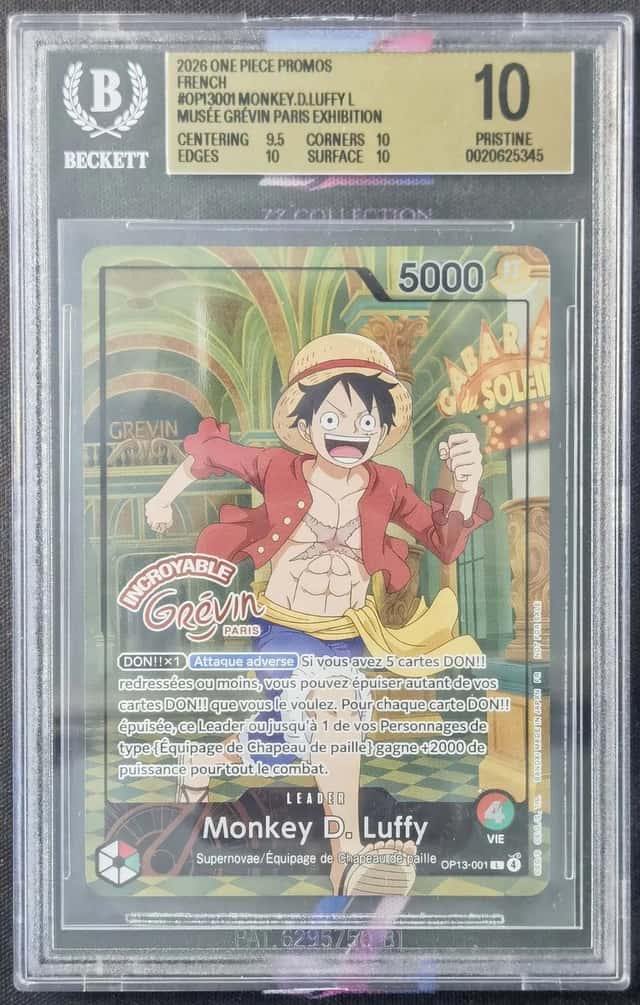 26 One Piece French Monkey D. Luffy OP13-001 L Musée Grévin BGS PRISTINE 10 -XHC
