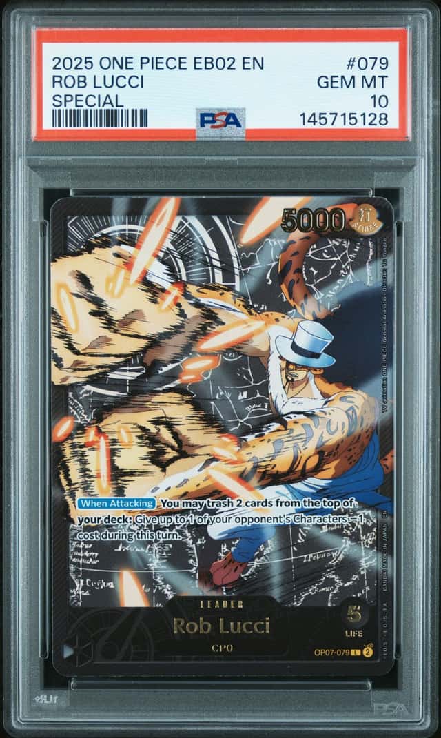 2025 One Piece EB02 EN Special #079 Rob Lucci PSA 10 GEM MINT