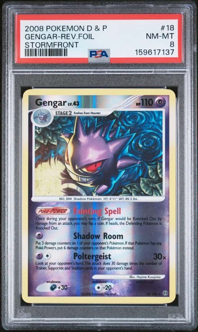 2008 POKEMON DIAMOND & PEARL STORMFRONT #18 GENGAR-REVERSE FOIL PSA 8