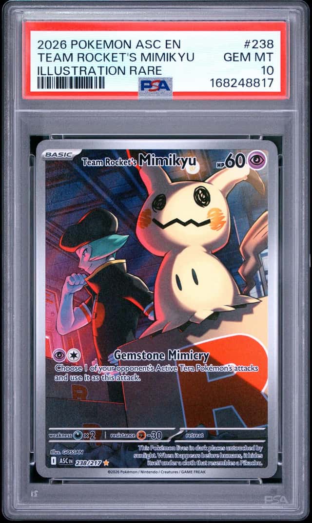 2026 POKEMON ASCENDED HEROES ILLUSTRATION RARE #238 TEAM ROCKET'S MIMIKYU PSA 10