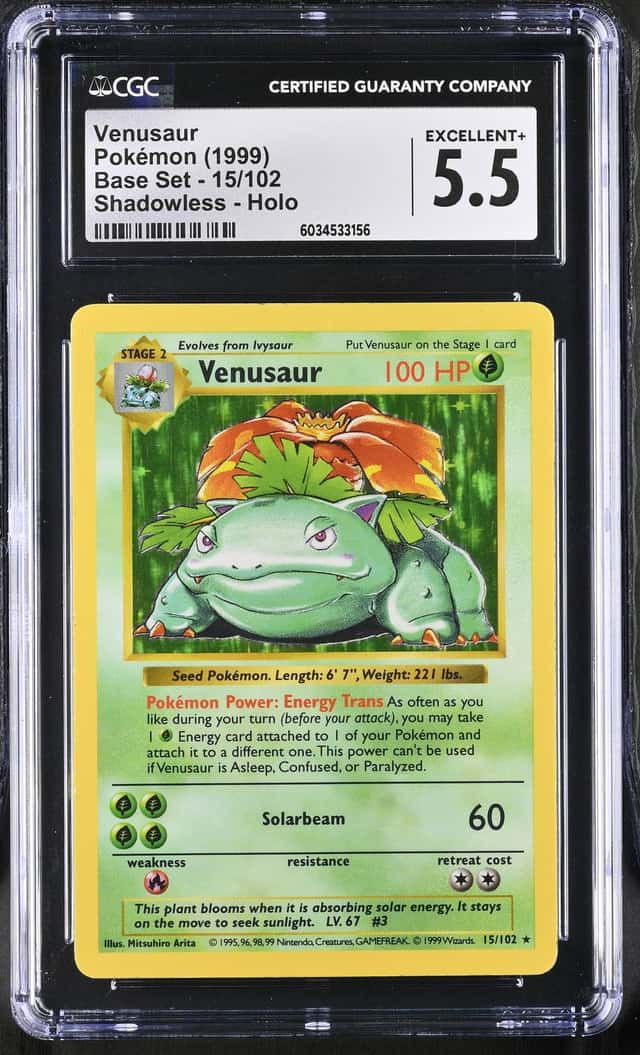 1999 Pokemon Shadowless Venusaur Holo #15/102 CGC 5.5