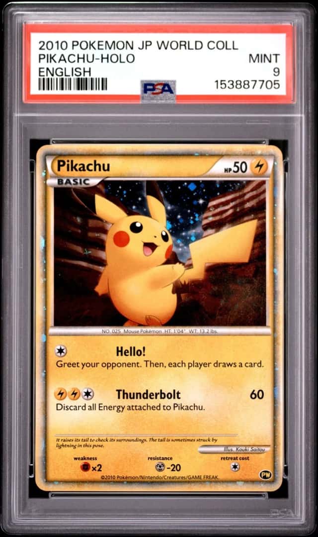 2010 POKEMON JAPANESE WORLD COLLECTION ENGLISH PIKACHU-HOLO PSA 9