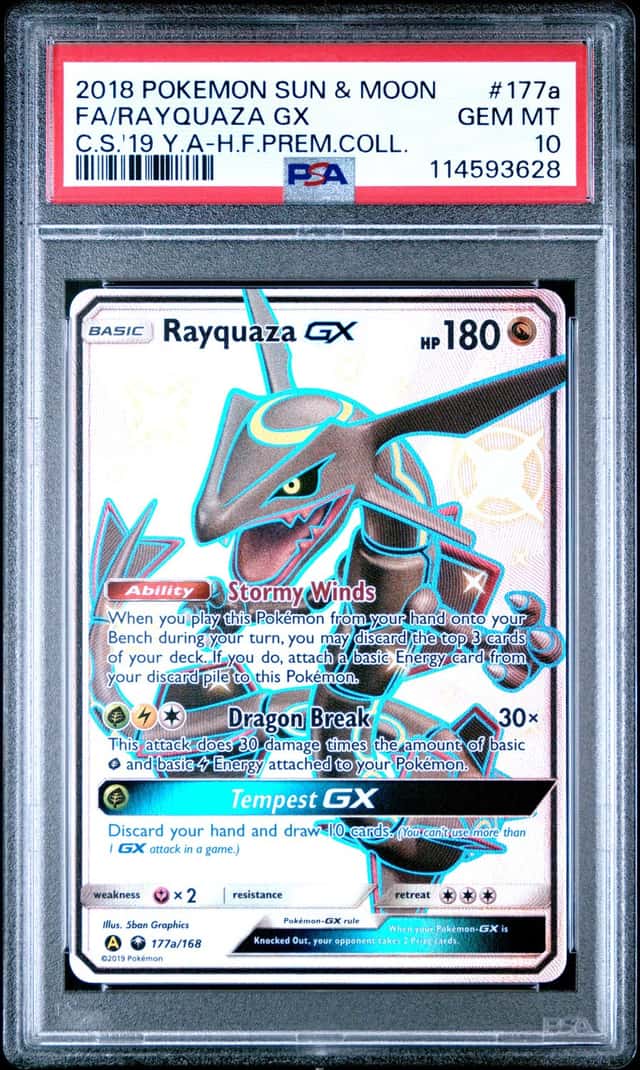 Pokemon Rayquaza Gx Celestial Storm 177A  Hidden Fates Premium Coll. PSA 10