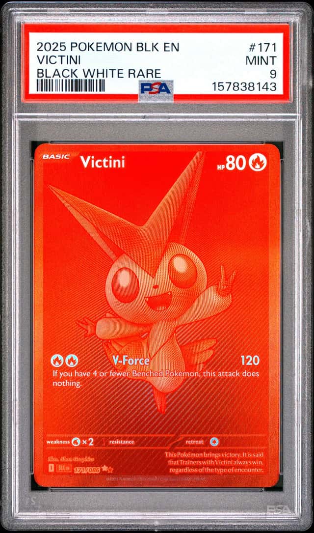 2025 POKEMON BLK EN-BLACK BOLT BLACK WHITE RARE #171 VICTINI PSA 9