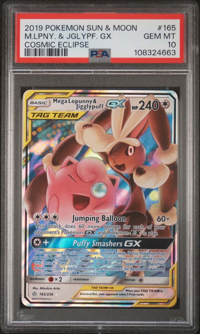 2019 Pokemon SM Cosmic Eclipse Mega Lopunny Jigglypuff Tag Team #165/236 PSA 10