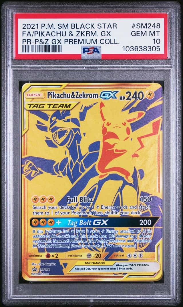2021 POKEMON SM BLACK STAR PROMO #SM248 FULL ART/PIKACHU & ZEKROM GX PSA 10