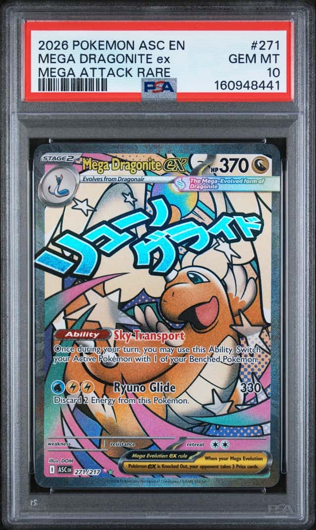 2026 POKEMON ASCENDED HEROES MEGA ATTACK RARE #271 MEGA DRAGONITE EX PSA 10