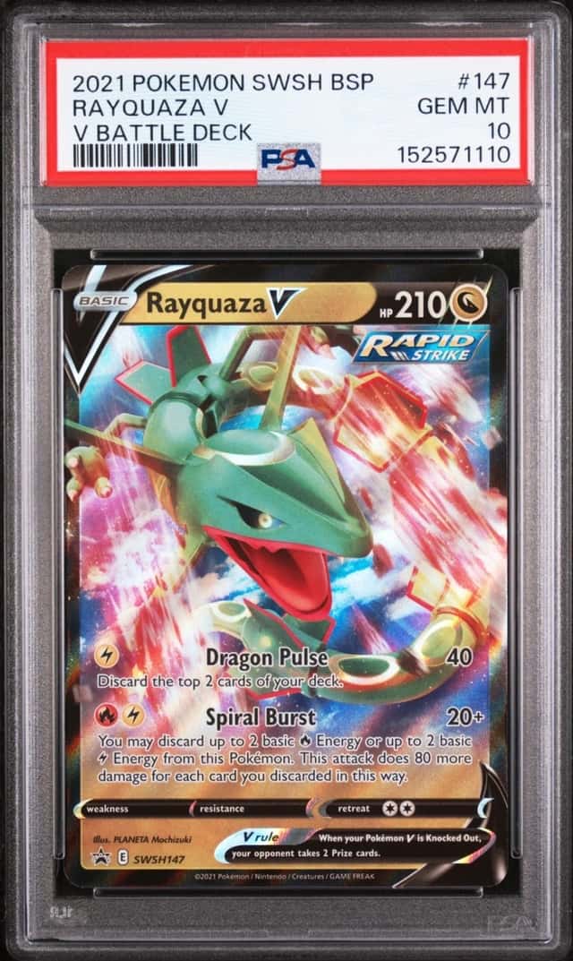 2021 POKEMON RAYQUAZA V V BATTLE DECK SWSH BLACK STAR PROMO #147 PSA 10