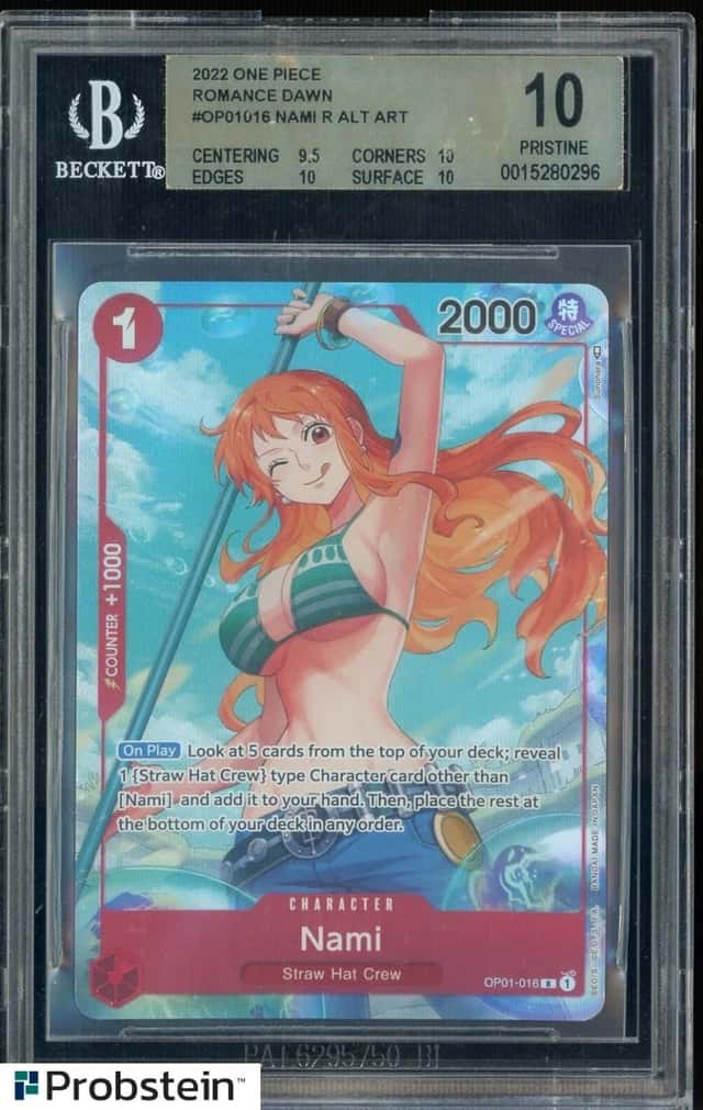2022 One Piece OP01-Alternate Art #016 Nami Pre-Errata BGS 10 PRISTINE